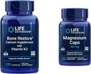 Extensión de vida Ósos restauración + Vitamina K2 Vitaminas & Minerals Manter saúde ósea & Forza & Caps de magnesio, 500 mg, óxido de magnesio, citrato, sucinato, saúde cardíaca, ósos saudables