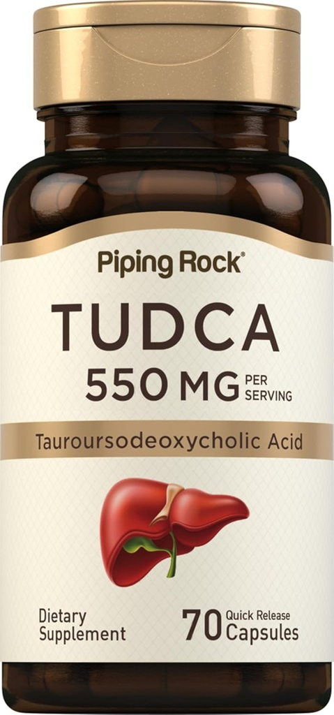 Piping Rock Tudca Supplement | 550mg | 70 kapslit | Tauroursodeoksükoolhape | Mitte-GMO, Gluteenivaba