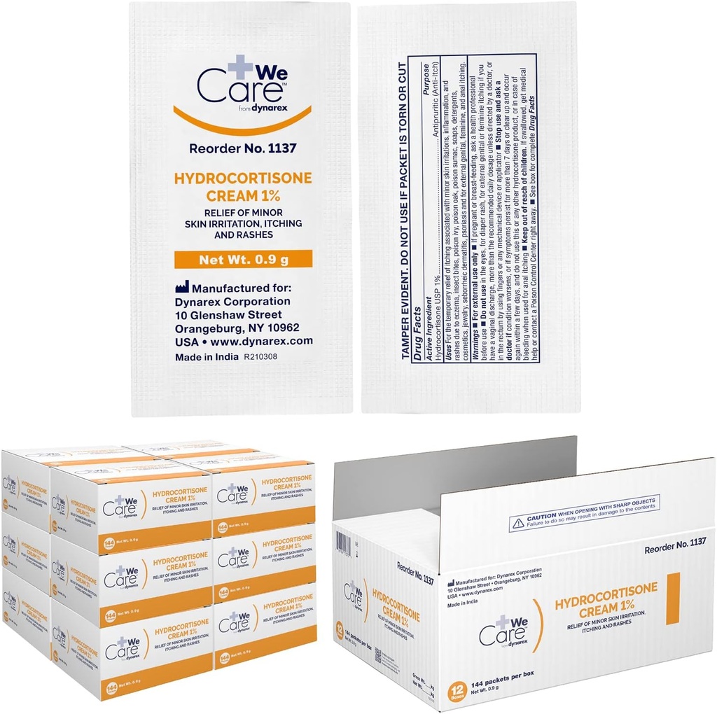 Dynarex Hydrocortisone Cream - Topical Anti-Itch Hydrocortisone salv ajutiseks leevendamiseks väiksema naha sügelus, lööve, ärritus - kaasaskantav, lihtne rakendada, ainult väliseks kasutamiseks - .9g Packet