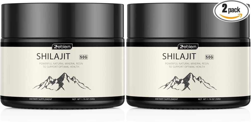 Shilajit Himalaya Organic Shilajit Resin Supplyment with Organic Ayurvedic Blend in High Potency for Energy, Strength Boost&Immune Support for Men and Women(50 Gram,2 Pack)