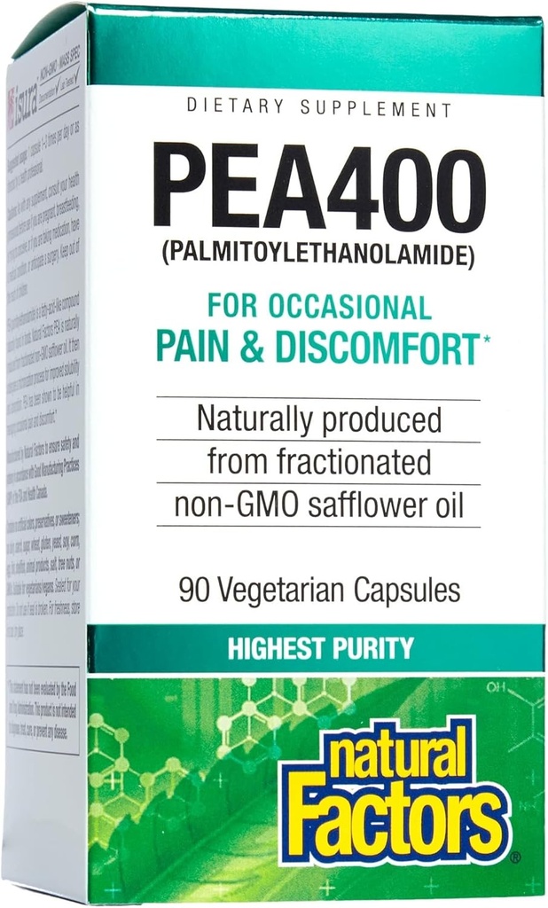 Factors Natural PEPA400 - Pur Palmitolethanmolid per a l'ajuda de l'ajuda - Suports nervióss Sistema & Ocascomt - No-GMO - 90 Capules (90 Servings)