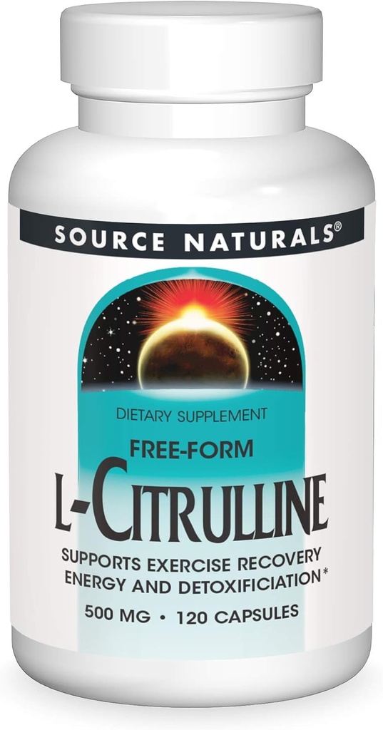Fonte Natural L-Citrulline - Apoio á recuperación de exercicios, enerxía e detoxificación*, 500 mg - 120 cápsulas