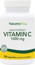 Natures Plus Vitamina C - 1000 mg Ácido Ascórbico, 90 cápsulas vegetarianas - Suplemento de soporte Vascular e Inmuno de alta potencia, Antioxidante - libre de maíz, libre de gluten - 90 piezas