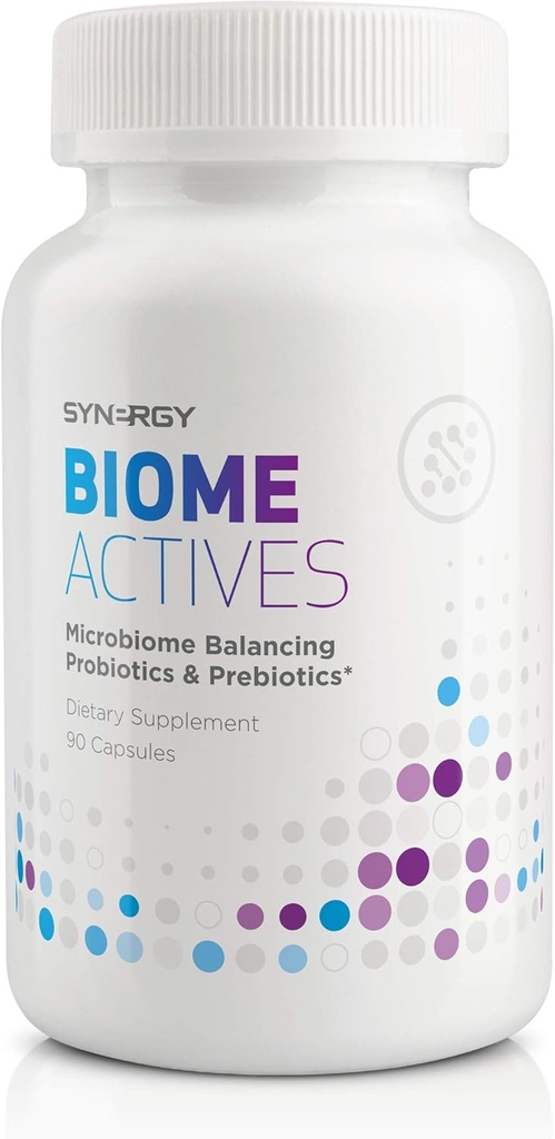 Synergy Biome Actives - Microbiome Balanceamento Probióticos e Prebióticos - 90 Cápsulas