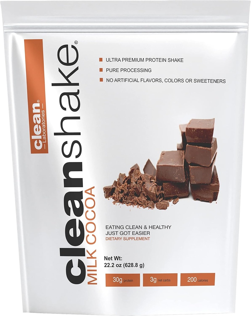 CleanShake Ultra-Premium Protein Shake. Afeitado de polvo de proteína limpia con 21 ingredientes orgánicos, 23 vitaminas y minerales, y no transgénicos y proteínas sin rosca. Proteína informada certificada.