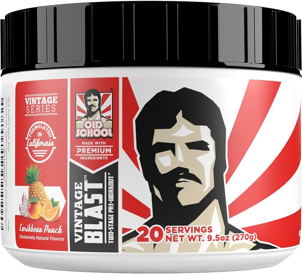 Old School Labs Ultimate 2 Stage Pre Treenout for Explosive Energy, Massive Pumps & Focus - Preworkout miesten & naisten - Natural Pre Treenout Powder kanssa Aminohapot, 250 mg kofeiini, Karibian Punch