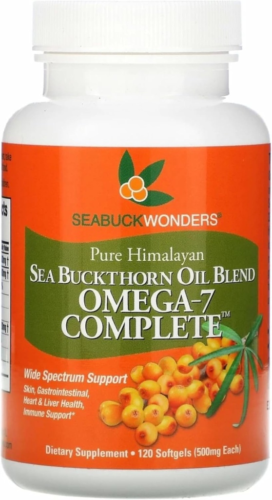 SeabuckWonders khí sinh học biển Buckthorn, Omega- Complete Softgels, 120 Count, với Omega 3, 6 & 9 hỗ trợ tóc, da và móng, 1000mg cho mỗi dịch vụ
