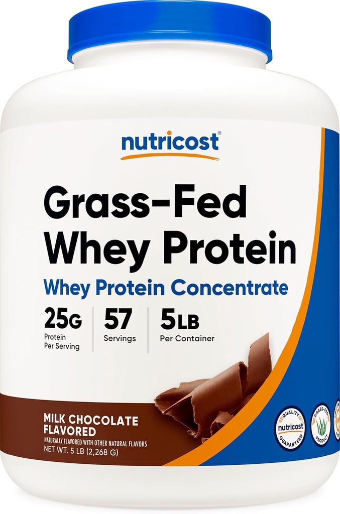 Nutricost Grass-Fed Whey Protein Concentrat (Chocolate) 5LBS - nedenaturiran, ne-GMO, naravne arome...