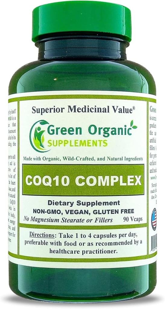 Suppléments bio verts Coq 10 Complexe, Ubiquinone, 90 VCaps, Haute Absorbable, Non-OGM, Sans gluten (Single)