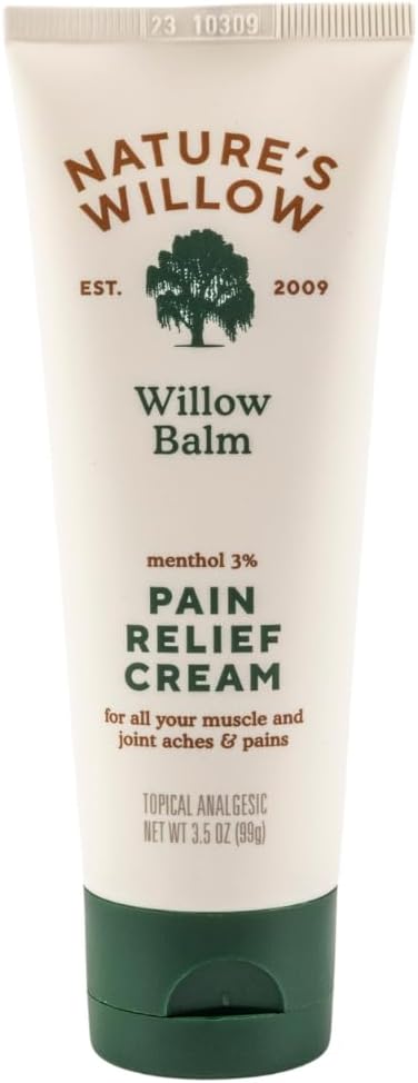 Naturens Willow Willow Balm Natural Pain Relief Cream för Muscles & Joints | Fast-Acting med Willow Bark & Menthol | Fri från Artificial Fragrances & Dyes | 1-Pack | 3,5 fl oz