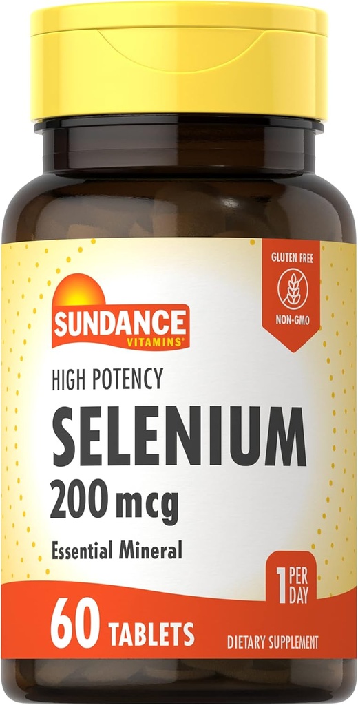 Sundance Selenium 200mcg Mex124; 60 tabletter Mex124; High Potency Formel Mex124; Vegetar, Non- GMO, og Gluten Free Essential Mineral Supplement