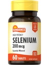 Sundance Selenium 200 mcg Supplement | 60 Tablets | High Potency Formula | Vegetarian, Non-GMO, and Gluten Free Essential Mineral