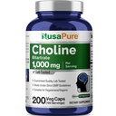 NusaPure Choline Bitartrate - Suitable for Vegetarian/Vegan, Non - GMO - 1000 mg 200 Capsules