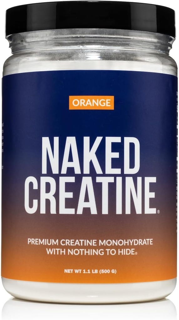 Naked Pure Micronized Orange Creatin monohydrate - 36 Servings - 500 Grams, 1.1Lb hromadne, Vegan, Non-GMO, Gluten Free, Soy Free. Pomoc sila Zisky, Žiadne prídavné látky