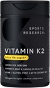 스포츠 연구 비타민 K2 MK7 180mcg 코코넛 오일 - 60 Veggie Softgels - 비 GMO Verified & Gluten-Free