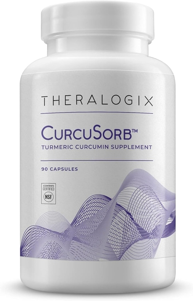 Theralogix CurcuSorb Turmeric Curcumin Supplement - 90- Day Supply - High- Absorpce Turmeric Curcumin - Podporuje mozek, srdce, imunitní a společné zdraví - Podpory zdravé stárnutí - NSF Certifikované - 90 Kapsle