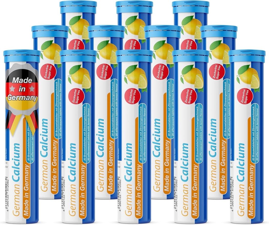 T&D Vācu kalcijs 500 mg - 240 Vegan Dzēriens Putojošās tabletes - Citronu Laima Flavor - Ražots Vācijā