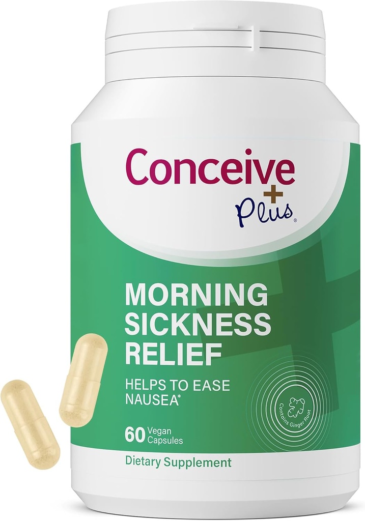 CONCEIVE PLUS Bon dia d'Amalitat - Powder Plowder - Relleu de Nasea, moviment i Stomach Dist During Pregència - Es creu que espera les mares - No-GMO - 60 Vegan Caples