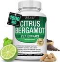 Citrus Bergamot Supplement 1500mg - 25:1 Bergamot Extract för att stödja övergripande hälsa, immunsystem, potent antioxidant hög absorption naturlig vegan icke-GMO för män kvinnor, 90 kapslar