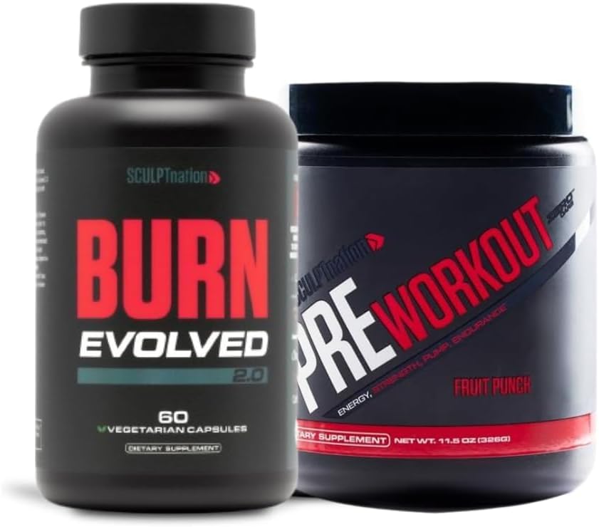 V Shred Burn Evolved 2.0 및 Pre Workout Fruit Punch Bundle의 조각 Nation