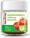 Nature's Key Ashwagandha Gummies, 3000mg High Potency Ashwagandha Root Extract met vitamine D2, Stress, Calm Mood & Cognition, voor mannen en vrouwen, aardbeien smaak (60 Count (pack of 1)