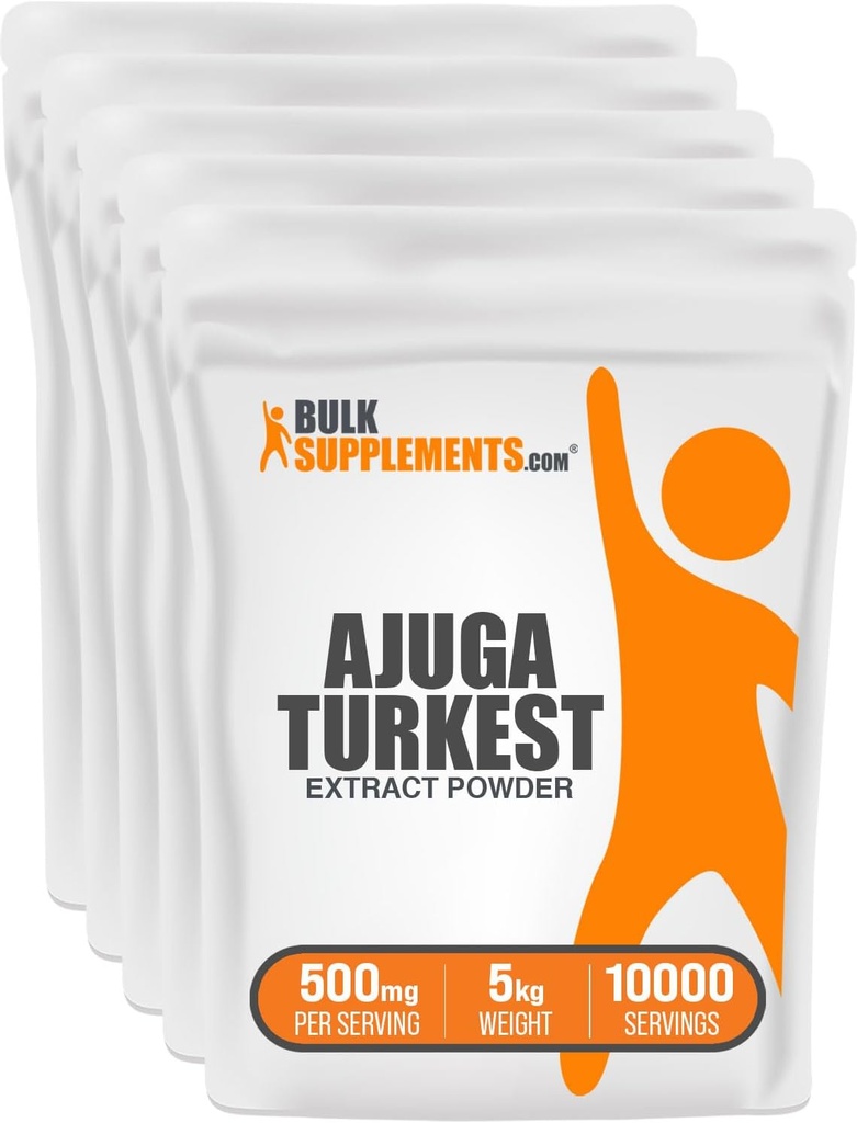 BulkSupplements.com Ajuga Turkest Extract Powder - Taimne täiendus Pulber, Ajuga 500mg - Puhas & Gluteenivaba, 500mg per Serving, 5kg (11 naela) (pakk 5)
