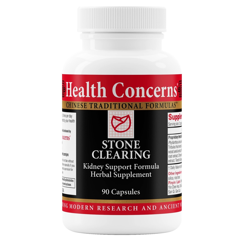 Health Concerns Stone Clearing – Kidney Support & Urinary Tract Cleanse – Damp Heat & Qi Flow Herbal Formula – Phyllanthus, Gardenia, Peony & Tienchi Ginseng Supplement – Bladder Detox – 90 Capsules