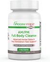Greens First Full Body AM/PM Cleanse Supplement - för Natural Detox of Toxins - Full Intestinal & Constipation Relief - Digestive Health Capsule - 20 Veggie Capsules