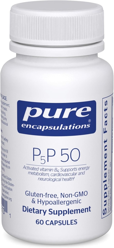 Puhtad kapslid P5P 50 - aktiivne vitamiin B6 - toetab energia metabolismi ja aju tervist * - gluteenivaba ja mitte-GMO - 60 kapslit