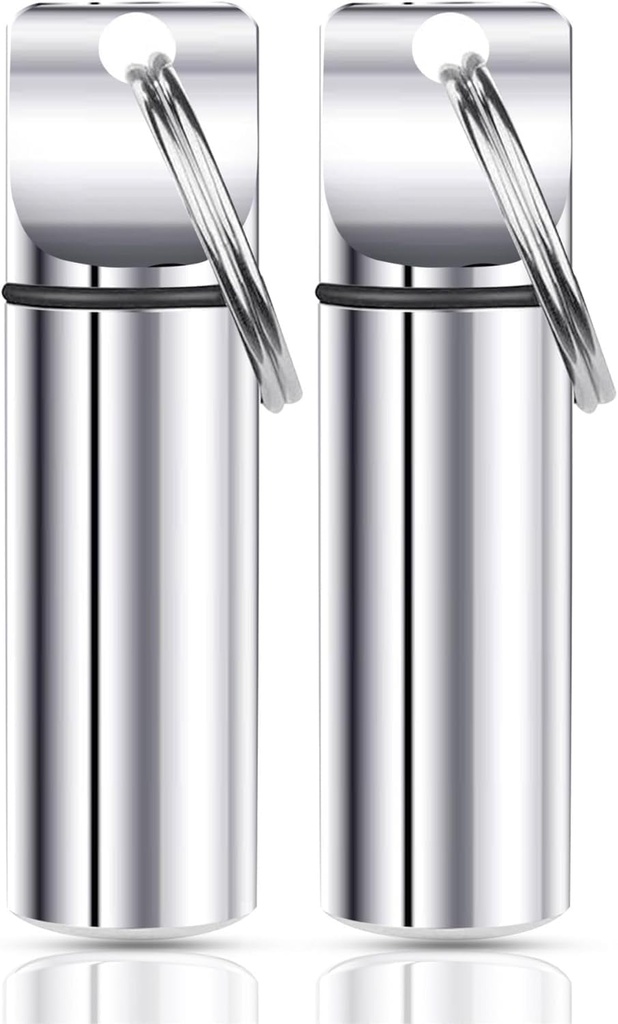 Keychain Pill Holder – Case Capacity Du lịch Phụ trách vệ sinh cá thể (Silver)