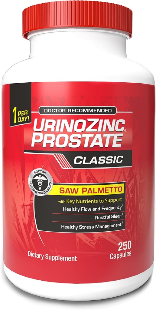 Kişilər üçün Urinozinc Classic Prostate Supplement, Gündə 1 Capsule, Palmetto & B Vitamins görə (İyun 8 ay təhlükəsizlik, 250 Count)