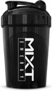 MIXT Energy Shaker Butelis, 16 oz. Shaker butelis, BPA Free & Lid maišymo technologija (16 oz, Juoda)