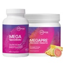 Microbiome Labs MegaSporeBiotic (60 Capsules) + MegaPre (5.5 oz Powder) Probiotic Prebiotic Bundle - Spore-Based Probiotic with Prebiotic Fiber Powder