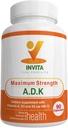 INVITA ADK - Vitaminele A1, Vitamina D3 5000 UI & K2 MK7 Suplimentul - Medicul Formulat Bone & Imunity System Support - Gluten Free, Non-GMO - 90 Capsule vegetariene pentru bărbați și femei