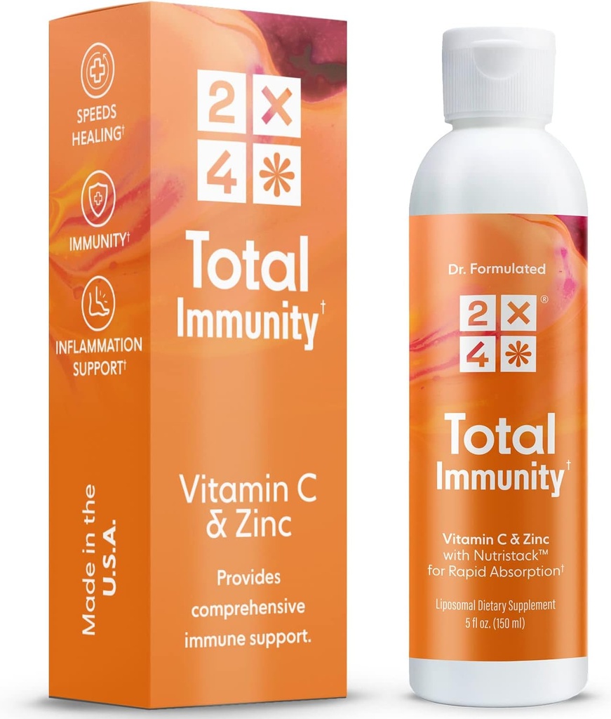 2X4 Elderberry cu zinc și vitamina C pentru adulți - Liquid Daily Immunity Supplement Vitamine lipozomal Imunity, non-GMO, Sugar Free, 30 Servings, 5 fl oz