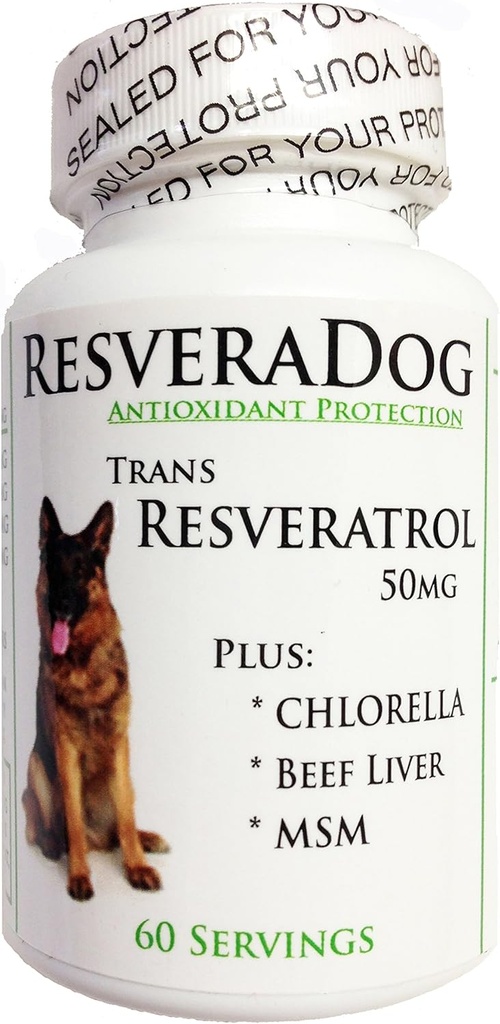 Resveradog: Dog 99% Tran Resveratrol прах с черен дроб от говеждо месо, MSM и хлорела