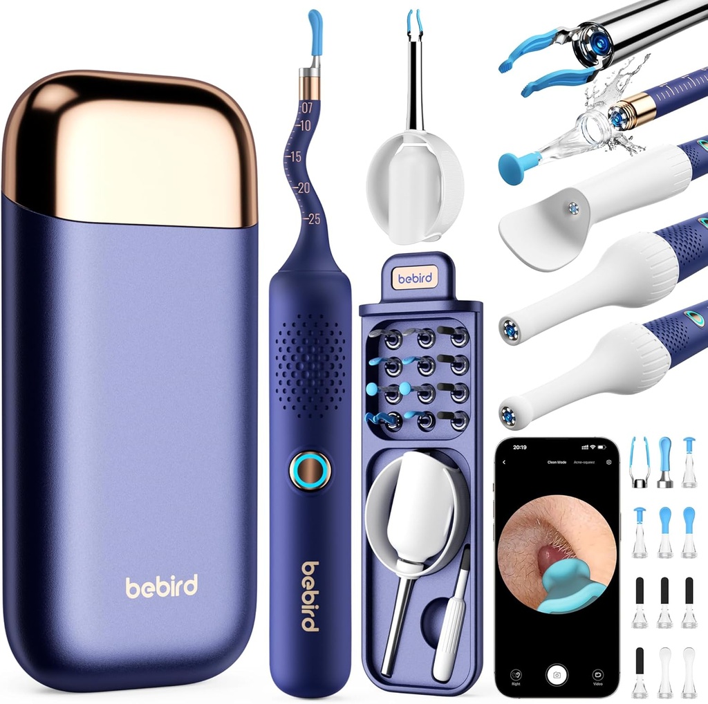 BEBIRD Flexible Ear Wax Removal Tool Camera, FSA HSA Eligible items, Wireless Smart Visual Ear Cleaning Kit with 13-Piece Tips, HD Camera Ear Otoscope with Tweezers, Earsight Plus B31R Earwax Cleaner