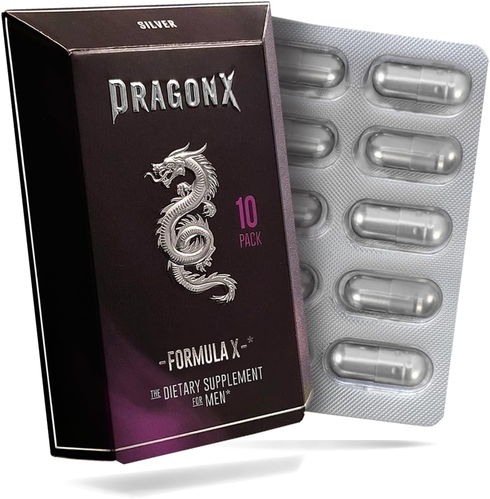 DRAGONX Plata Hombre Suplemento para la resistencia, fuerza, energía, resistencia y conducción. Fast Acting, Long Lasting Fórmula Silencio 10 cápsulas