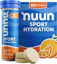 Nuun Sport Electrolyte Tablets with Magnesium, Calcium, Potassium, Chloride & Sodium, Gluten Free & Vegan, Orange, 8 Pack (80 Servings Total)