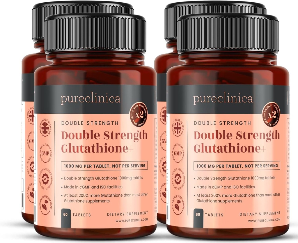 Glutationa 1000mg x 240 Comprimidos (4 frascos de 60)- w/500mg Glutationa, 300mg ALA e 200mg VIT C por comprimido
