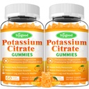 2 Pack Potassium Citrate Gummies – High Potency Potassium Supplement for Muscle Health, Leg Cramp Relief, Electrolyte Balance – Vegan, Non-GMO, Gluten-Free, Orange Flavor, 120 Count