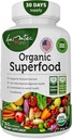 Organic Superfood Greens Fruits and Veggies Complex - Dietary Supplement with 14 Greens and 14 Fruits & Vegetables with Alfalfa Rich in Antioxidant Organic Ingredients Non-GMO 60 Capsules