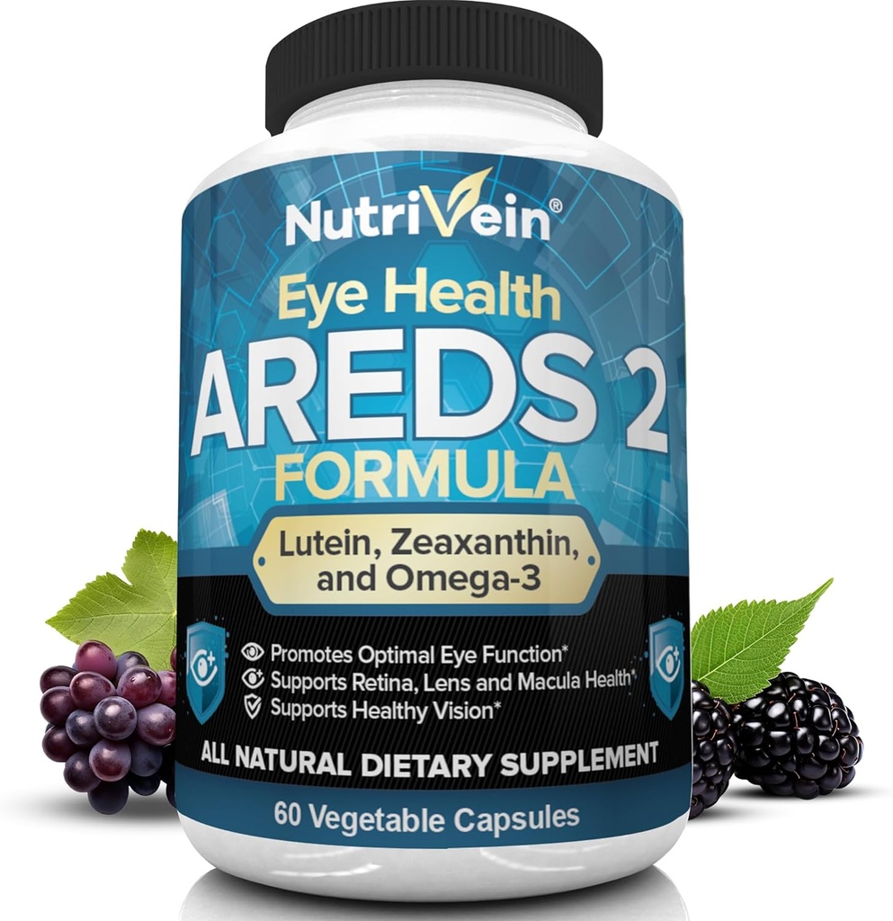 Nutrivein AREDS 2 Vitamine Occhiali - Supporta Strain occhi, Occhi Secchi