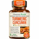 Turmeric Curcumin Supplement - 1200 mg Organic Turmeric + Tumeric Extract (95% Curcuminoids) for Joint Support & Digestive Health - Turmeric Supplement - Pure Curcumin with Black Pepper - 60 Capsules