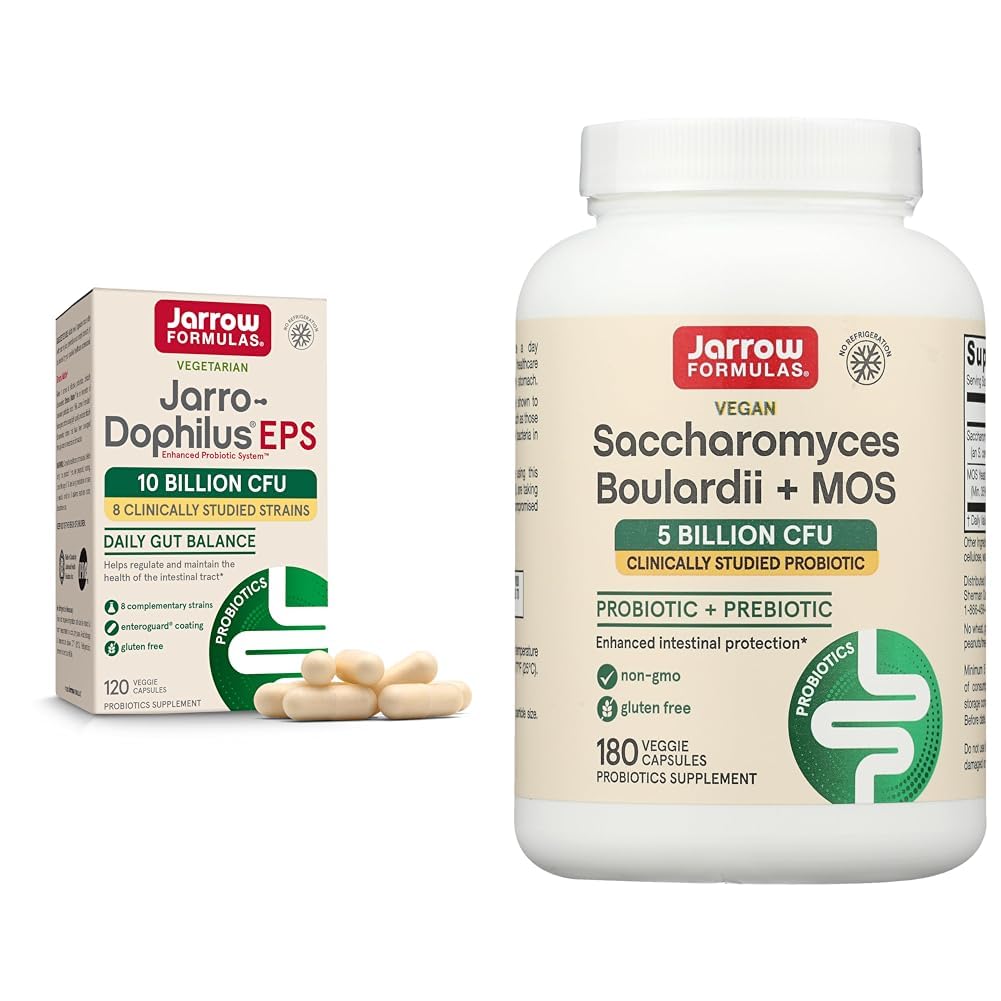 Jarrow Formulas Jarro-Dophilus EPS Probiotics 10 Billion CFU Saccharomyces Boulardii Probiotics + MOS 5 Billion CFU Probiotic Yeast