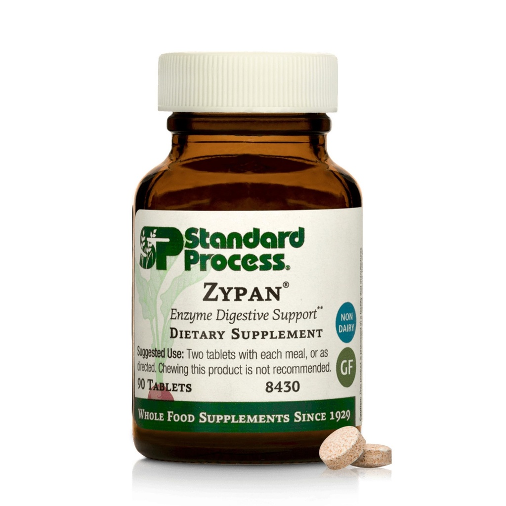 Standard Process Zypan - Digestive Health Support Supplement - HCI Supplement with Pancreatin, Betaine Hydrochloride & Pepsin - Support Macronutrient Digestion - 90 Tablets