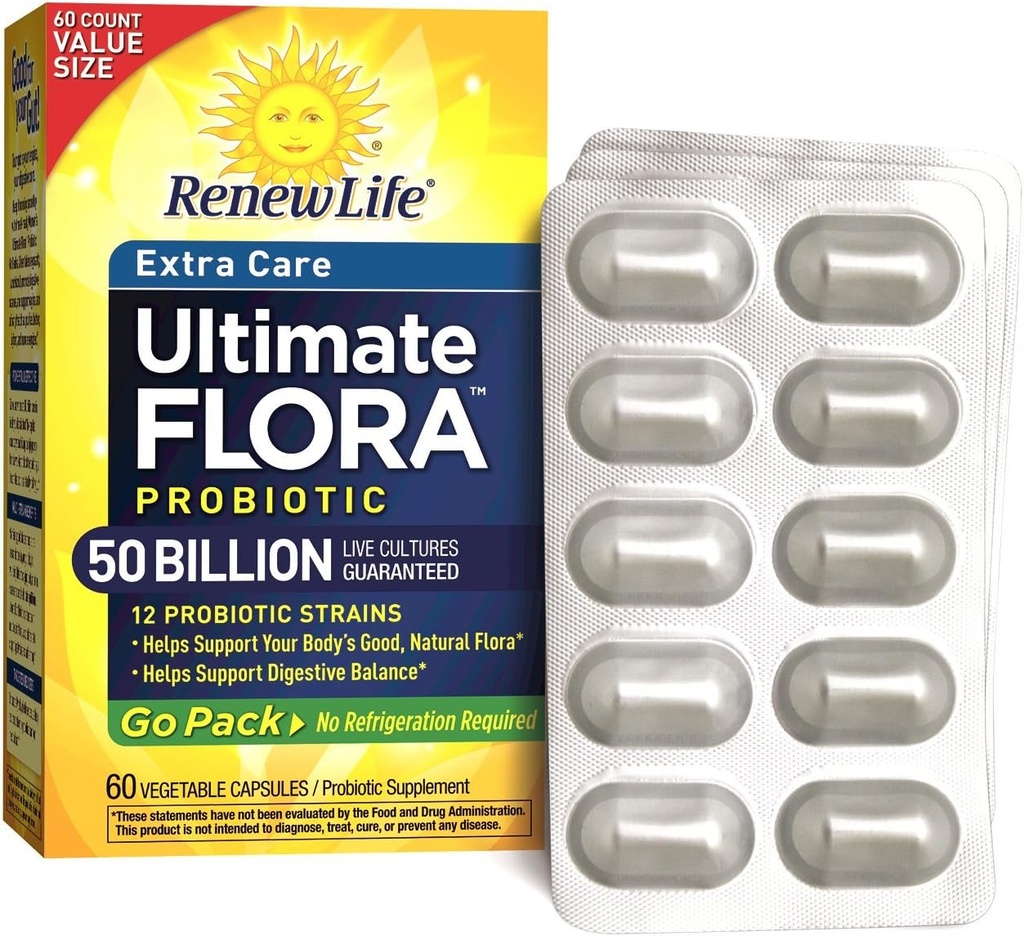 Renew Life Care Ultimate Flora Probiotic 50 Miliar Go Pack, 60 Ct