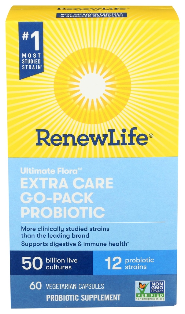 Renew Life Extra Care Ultimate Flora Probiotic 50 Billion Go Pack, 60 Ct