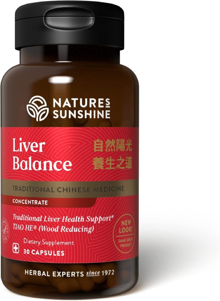 Nature's Sunshine Liver Balance, concentrado chinés, 30 cápsulas | Blend of Chinese Herbs que soportan os sistemas dixestivo e nervioso mentres optimiza a saúde do fígado