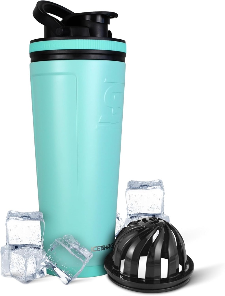 Ice Shaker Insulated Stainless Steel Shaker Bottle | 36oz, Mint | Kall för 30 + timmar | Insulated Cup med Twist-on Agitator | Odor-Free Bottle för Protein Shakes, Vatten, Smoothies, Cocktails